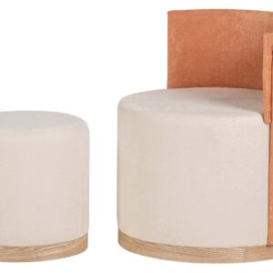 SET BUTACA Y PUFF CHENILLA 61x61x70 40x40x40 CM