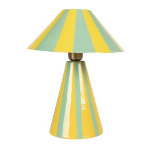 LAMPARA SOBREMESA METAL AMARILLO AZUL 28x28x36CM