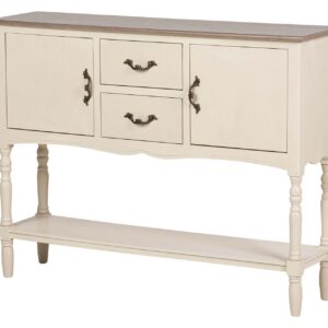 CONSOLA CAJONES PUERTAS PINO MDF BEIGE 106x28x81CM