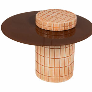 MESA AUXILIAR METAL CRISTAL TERRACOTA 60x60x44 CM