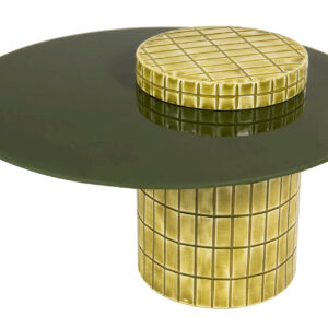 MESA DE CENTRO METAL CRISTAL VERDE 80x80x49 CM