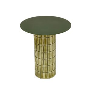 MESA AUXILIAR METAL CRISTAL VERDE 45x45x50 CM