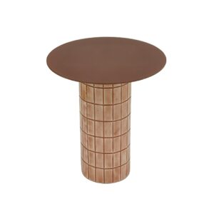 MESA AUXILIAR METAL CRISTAL TERRACOTA 45x45x50 CM