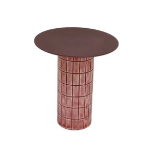 MESA AUXILIAR METAL CRISTAL BURDEOS 45x45x50 CM