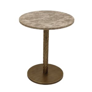 MESA AUXILIAR METAL MARMOL MARRON 50x50x62 CM