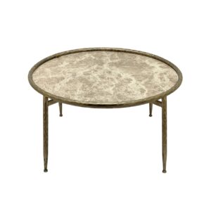 MESA DE CENTRO METAL MARMOL MARRON 80x80x46 CM