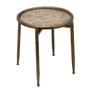 MESA AUXILIAR METAL MARMOL MARRON 40x40x47 CM