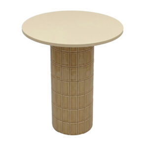 MESA AUXILIAR METAL CRISTAL BEIGE 45x45x50 CM