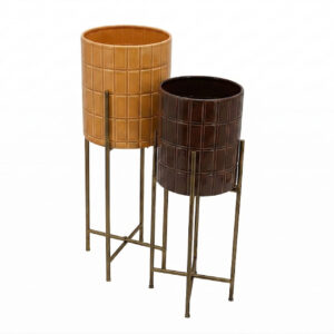 SET 2 PLANTEROS METAL 29x29x74 25x25x65 CM