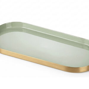 BANDEJA METAL OVAL VERDE DORADA 30x2x14 CM