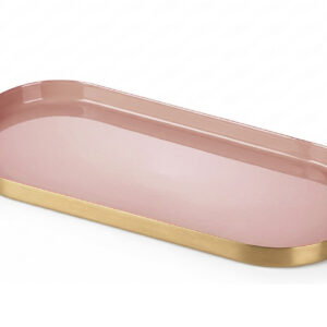 BANDEJA METAL OVAL ROSA DORADA 30x2x14 CM