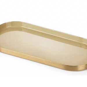 BANDEJA METAL OVAL BEIGE DORADA 30x2x14 CM