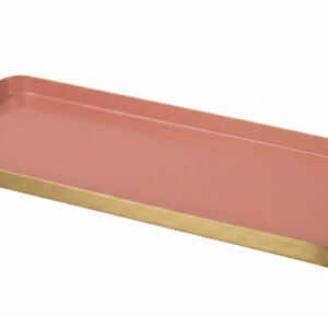 BANDEJA METAL RECT ROSA DORADA 30x2x14 CM