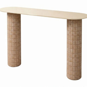CONSOLA BEIGE MOSTAZA CRISTAL METAL 110x32x80 CM
