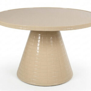 MESA COMEDOR METAL CRISTAL BEIGE 120x120x75 CM
