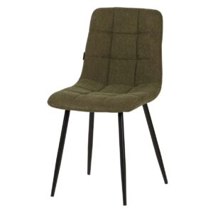 SILLA METAL NEGRO CHENILLA VERDE OLIVA 48x56x80 CM