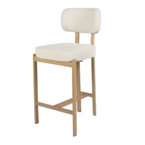TABURETE COCINA METAL CHENILLA BEIGE 56x56x92 CM