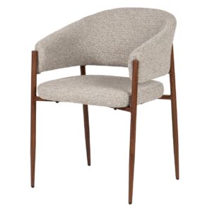 SILLA METAL MARRON CHENILLA BEIGE 60x56x79 CM