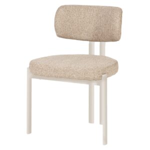 SILLA METAL BEIGE CHENILLA MARRON 56x56x82 CM