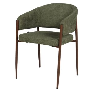 SILLA METAL MARRON CHENILLA VERDE 60x56x79 CM
