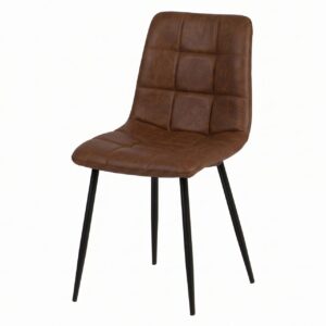 SILLA METAL NEGRO PU MARRON 48x56x80 CM