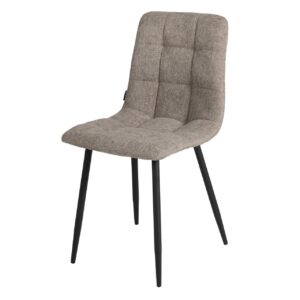 SILLA METAL NEGRO CHENILLA BEIGE 44x55x88 CM