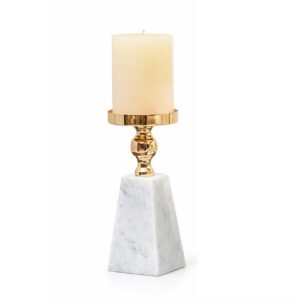 CANDELABRO METAL MARMOL DORADO 10x10x20 CM