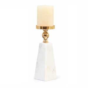 CANDELABRO METAL MARMOL DORADO 10x10x22 CM