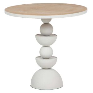 MESITA AUXILIAR METAL MDF BLANCO 60x60x58 CM