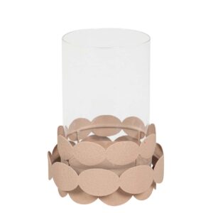 PORTAVELAS METAL BEIGE 14x14x19 CM