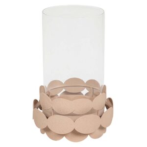 PORTAVELAS METAL BEIGE 16x16x25 CM