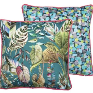 COJIN VELVET HOJAS TROPICAL 45x13x45 CM