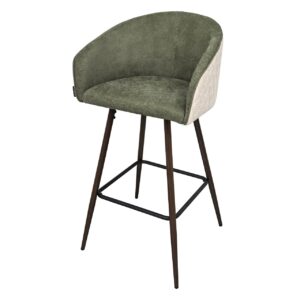TABURETE BAR CHENILLA VERDE BEIGE 52x50x99 CM