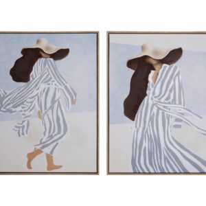 SET 2 CUADROS MUJERES 50% PINTADO A MANO 63x4x83CM