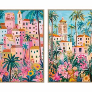 SET2 CUADROS 80% PINTADO A MANO 63x4x83 CM