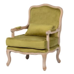 SILLON VELVET MADERA VERDE OLIVA 64x72x92 CM