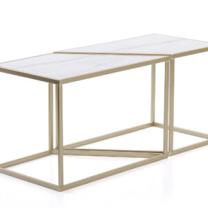 SET 2 MESAS CHAMPAGNE MARMOLINA 99x40x45