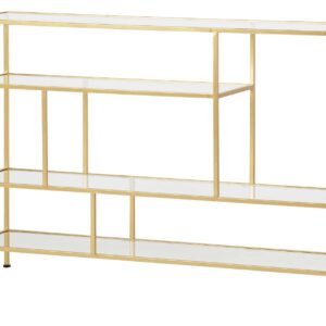 CONSOLA METAL ESPEJO DORADO 120x30x80 CM