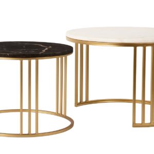 SET 2 MESAS NIDO MARMOL METAL 60x60x41/50x50x38 CM