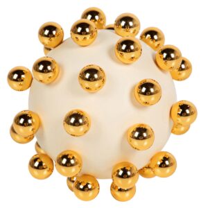 BOLA HIERRO BEIGE DORADO 13x13x13 CM