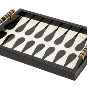 BANDEJA GEOMETRICA ZINC METAL LACADO 45x33x9 CM