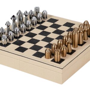 JUEGO DE AJEDREZ METAL MDF 32x32x6 CM