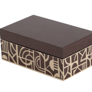 CAJA GEOMETRICA MDF LACADO CUERO 20x12x8 CM