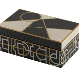 CAJA GEOMETRICA MDF LACADO CUERO 20x12x8 CM