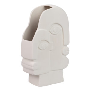 JARRON CERAMICA CARAS BLANCO DALYAN 15x5x26 CM