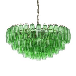 LAMPARA TECHO CRISTAL METAL VERDE 70x70x32 CM