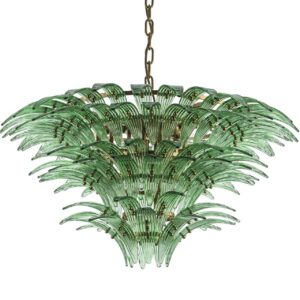 LAMPARA TECHO CRISTAL METAL VERDE 80x80x41 CM