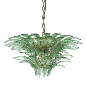 LAMPARA TECHO CRISTAL METAL VERDE 63x63x28 CM