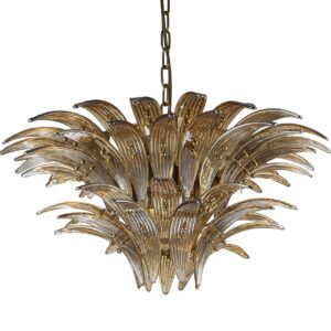 LAMPARA TECHO CRISTAL METAL DORADO 63x63x28 CM