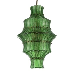 LAMPARA TECHO CRISTAL METAL VERDE 53x53x76 CM